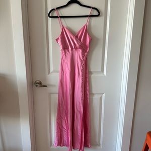 NEW WITH TAGS!! Long Pink Silky Zara Dress (S)